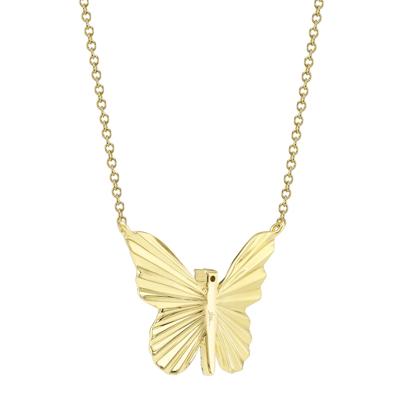 0.06CT DIAMOND RIBBED BUTTERFLY NECKLACE
