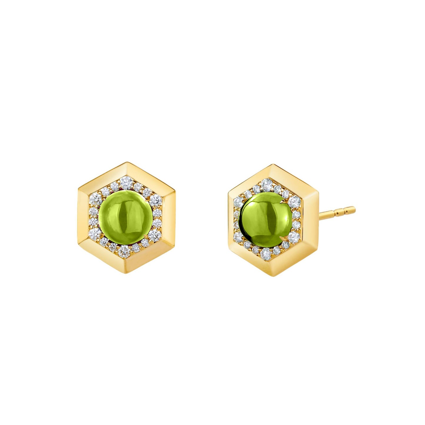 Hex Peridot Earrings