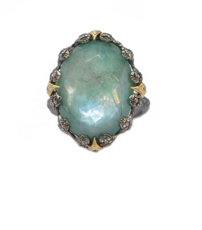 Oval Emerald and Crivelli Statement Ring