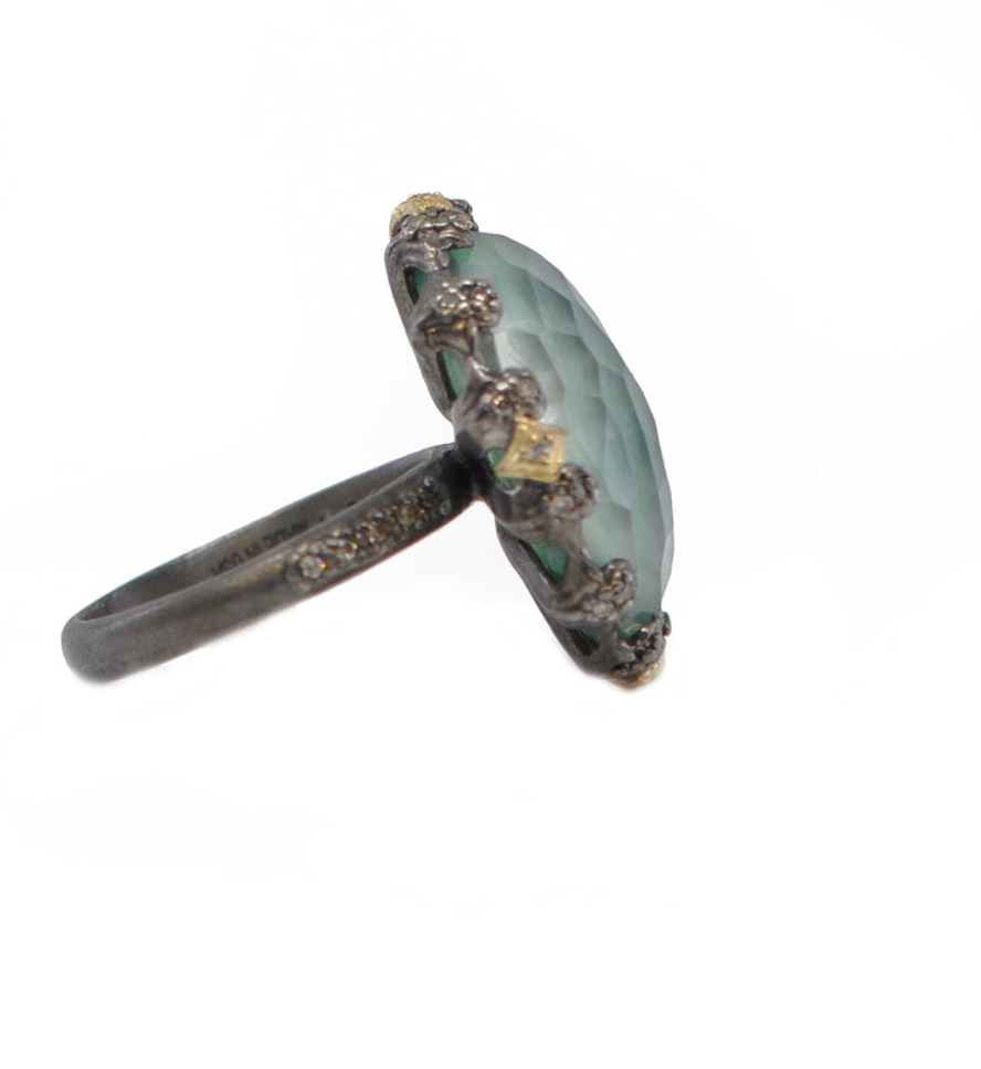 Oval Emerald and Crivelli Statement Ring