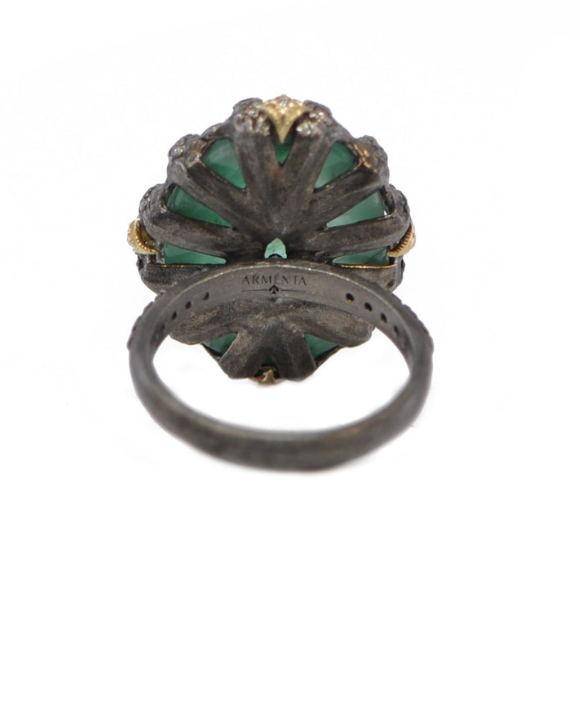 Oval Emerald and Crivelli Statement Ring