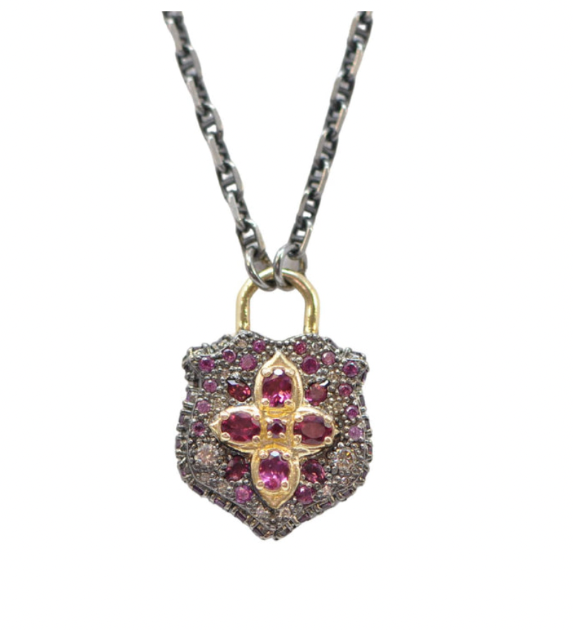 18" Pave Shield Necklace