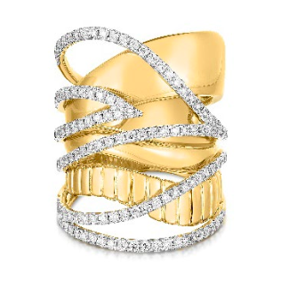 18K Ribbon & Pave Diamond Ring 1.11cts