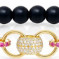 18K Black Onyx Ball Stretch Bracelet with Diamonds & Black Diamond Rondelles Diamonds 1.82cts Black Diamonds