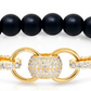 18K Black Onyx Ball Stretch Bracelet with Diamonds & Black Diamond Rondelles Diamonds 1.82cts Black Diamonds