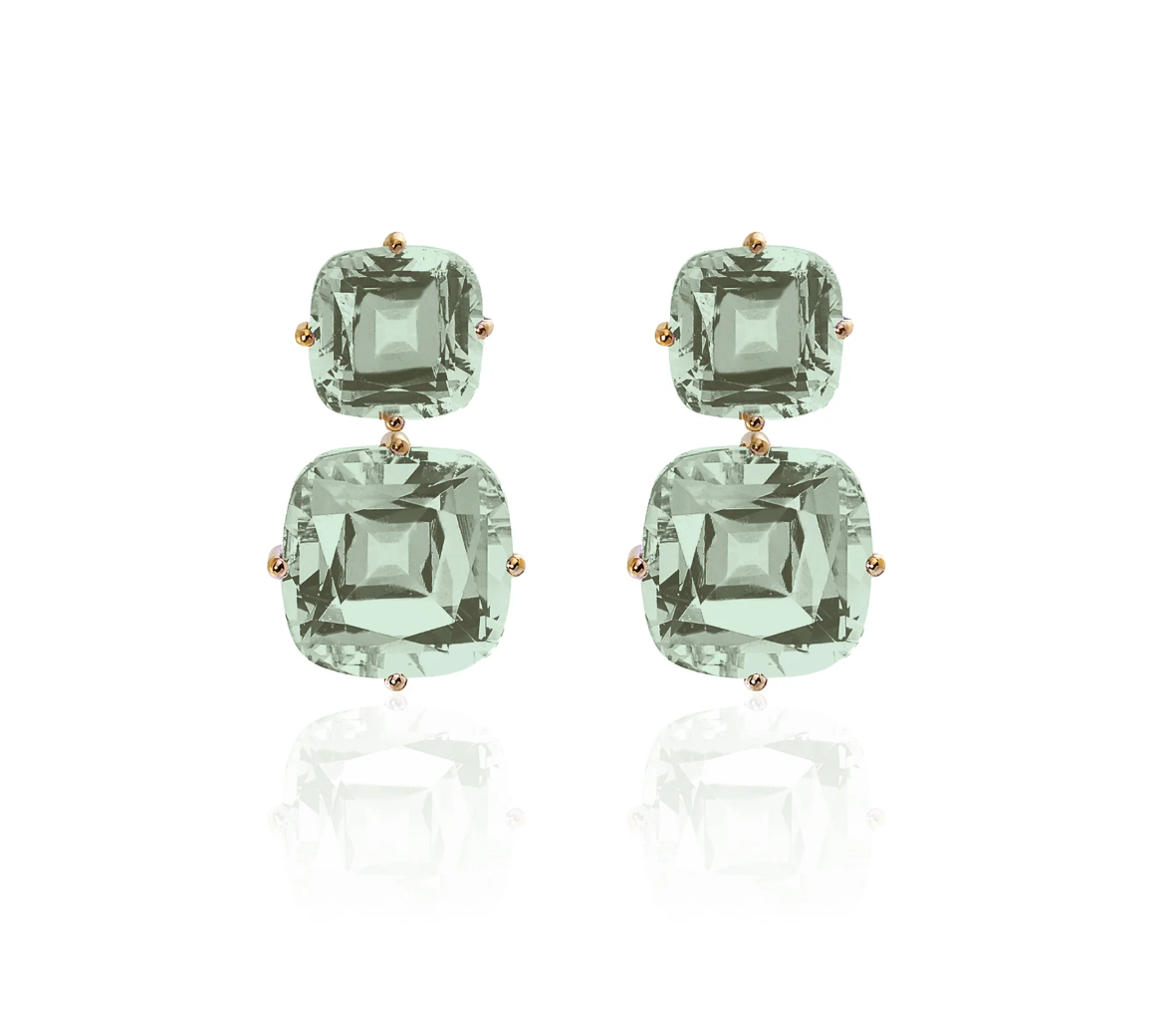 Double Cushion Drop Earrings