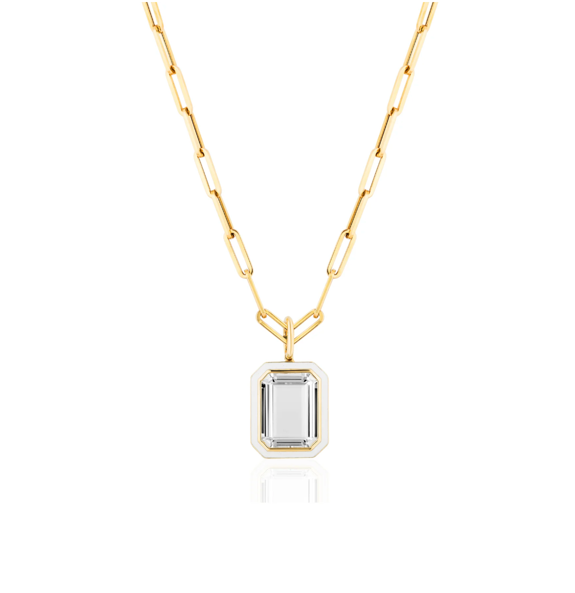 Emerald Cut Enamel Pendant