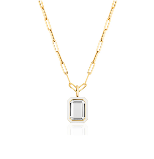 Emerald Cut Enamel Pendant