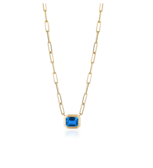 Emerald Cut Bezel Set Pendant