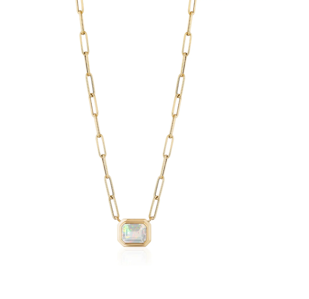Emerald Cut Bezel Set Pendant