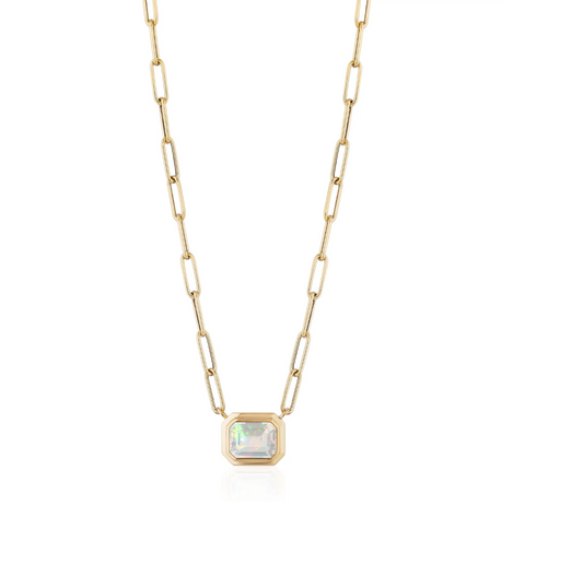 Emerald Cut Bezel Set Pendant