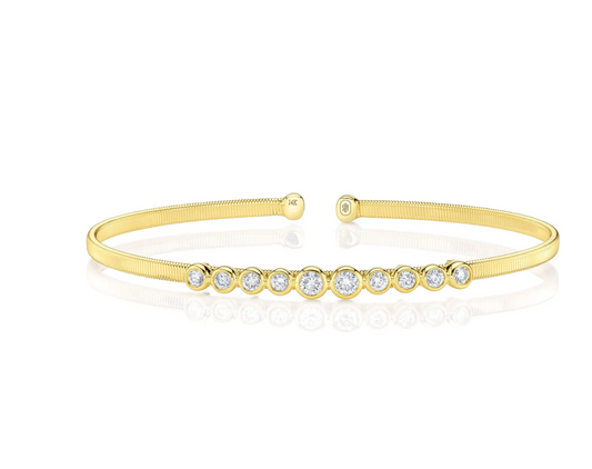 0.50CT 14K Y/G DIAMOND BEZEL BANGLE