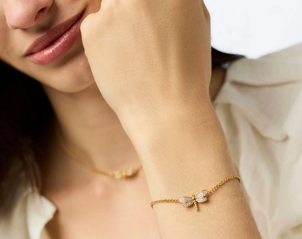 Dragonfly Pave Delicate Bracelet