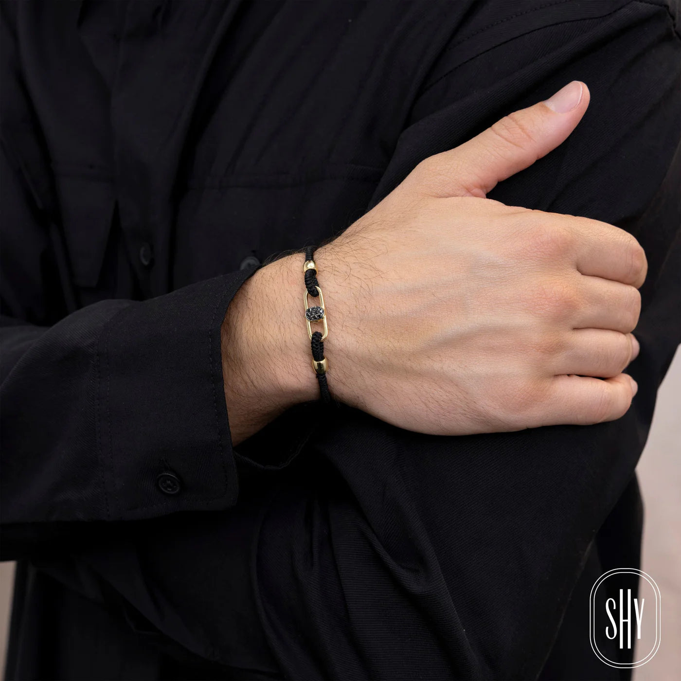 ODYX BRACELET 0.21CT BLACK DIAMOND MEN'S CORD WITH ICON LOCK