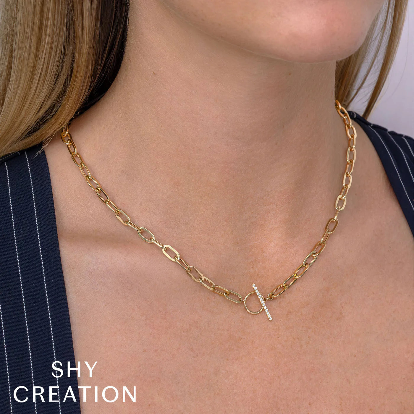 0.13CT DIAMOND PAPER CLIP LINK NECKLACE