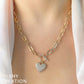 0.50CT DIAMOND PAVE HEART PAPER CLIP LINK NECKLACE
