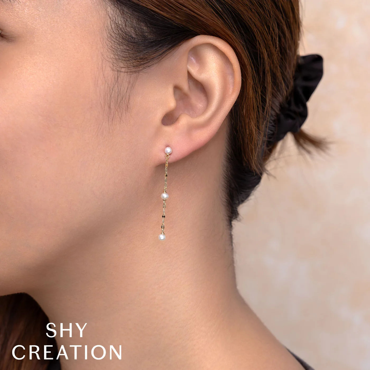 CULTURED PEARL SPARKLE CHAIN EARRING