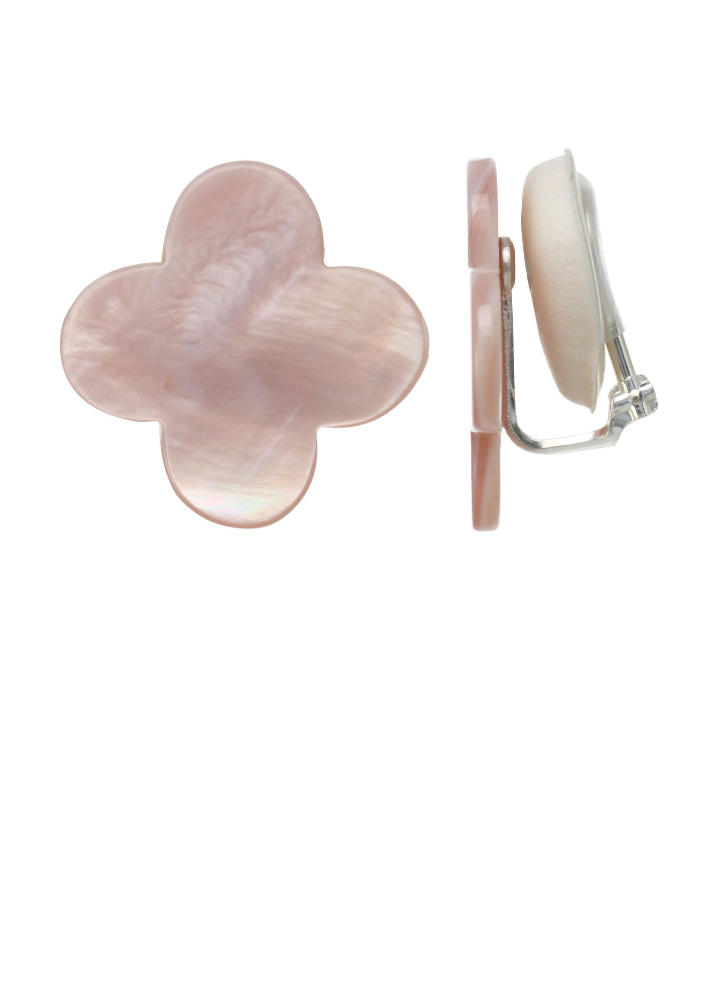 Pink Mother of Pearl Clover Clip Earrings