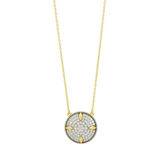 Petals and Pavé Small Pendant Necklace