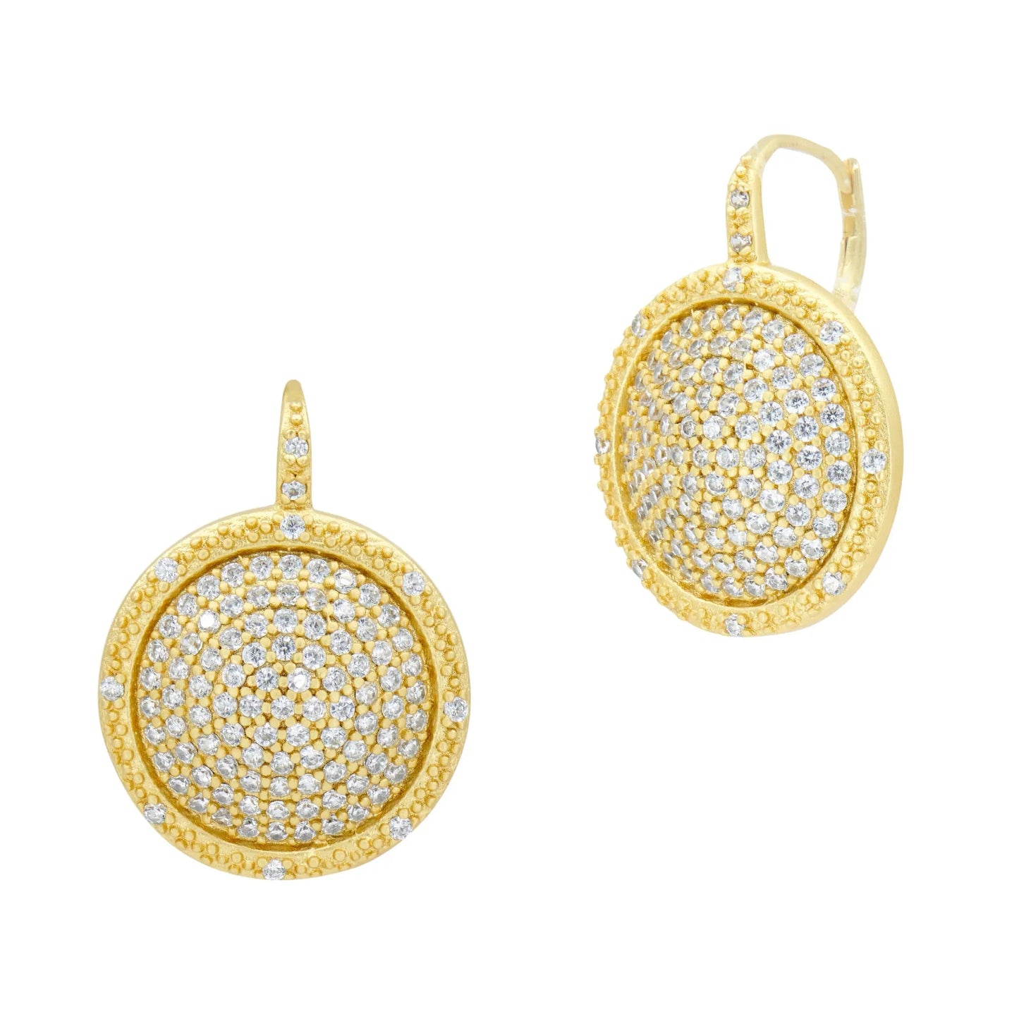 Large Pavé Times Square Leverback Earrings