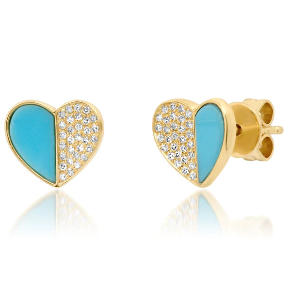 TURQUOISE HEART STUDS
