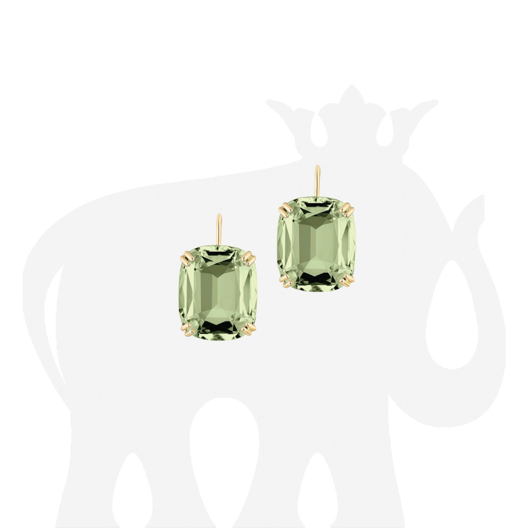 'Gossip' Prasiolite Cushion Earrings on Wire