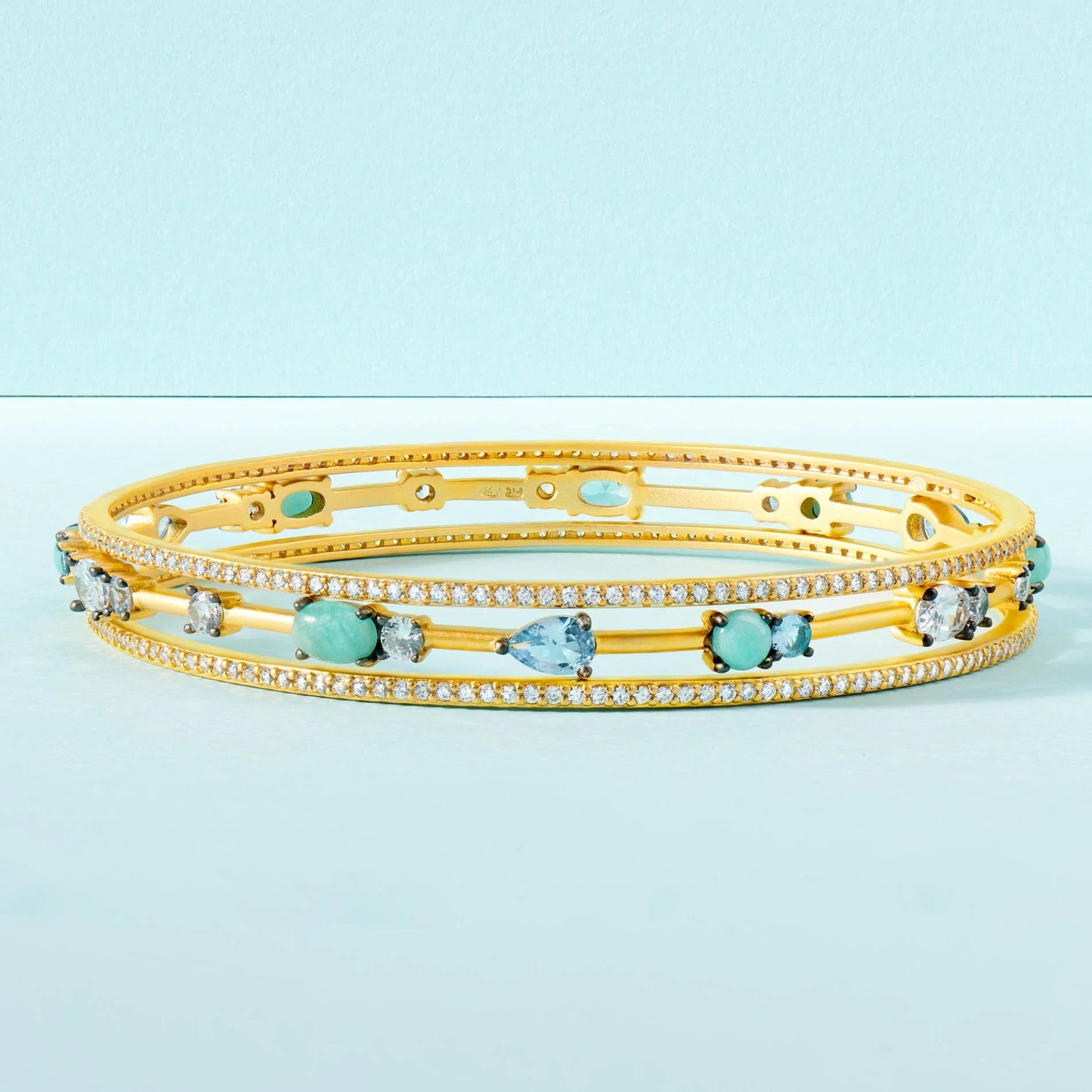 Touch of Turquoise 3 Stack Slide On Bangles