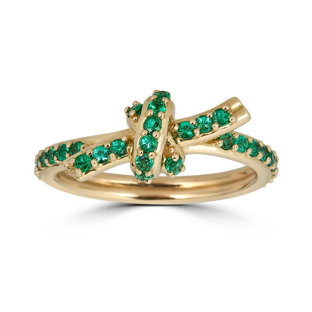 Pave Emerald Knot Ring
