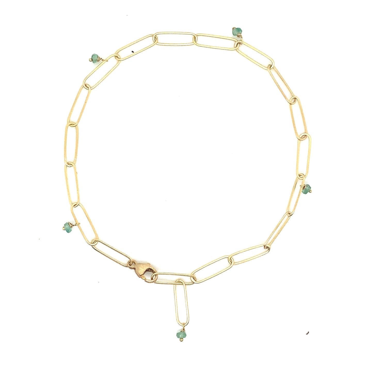 18K Gold Bracelet with Emerald Beads