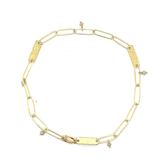 18K Gold Bracelet with Diamond Beads