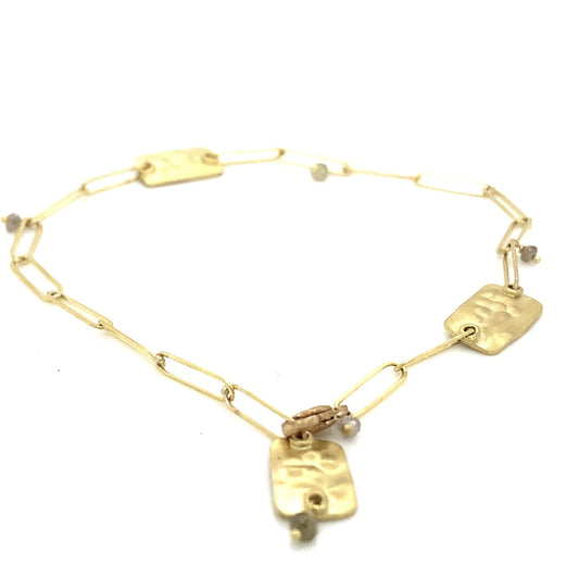 18K Yellow Gold Popsicle Bracelet with Diamond Beads