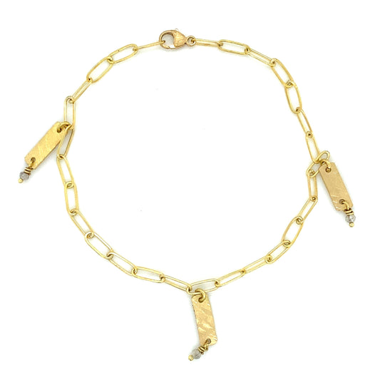 18K Gold Mini Popsicle Bracelet with Diamond Beads