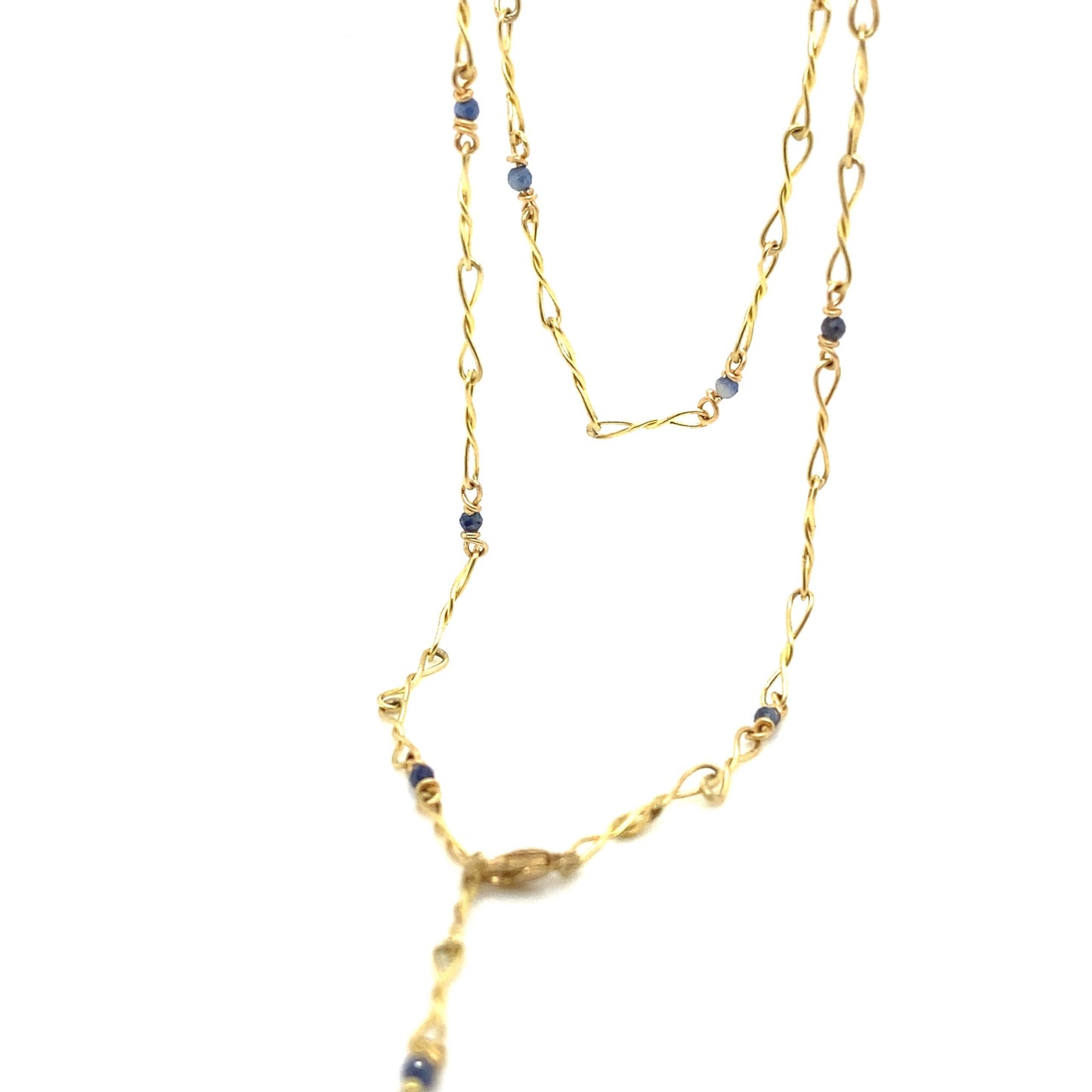 18K Gold Necklace with Sapphire Beads