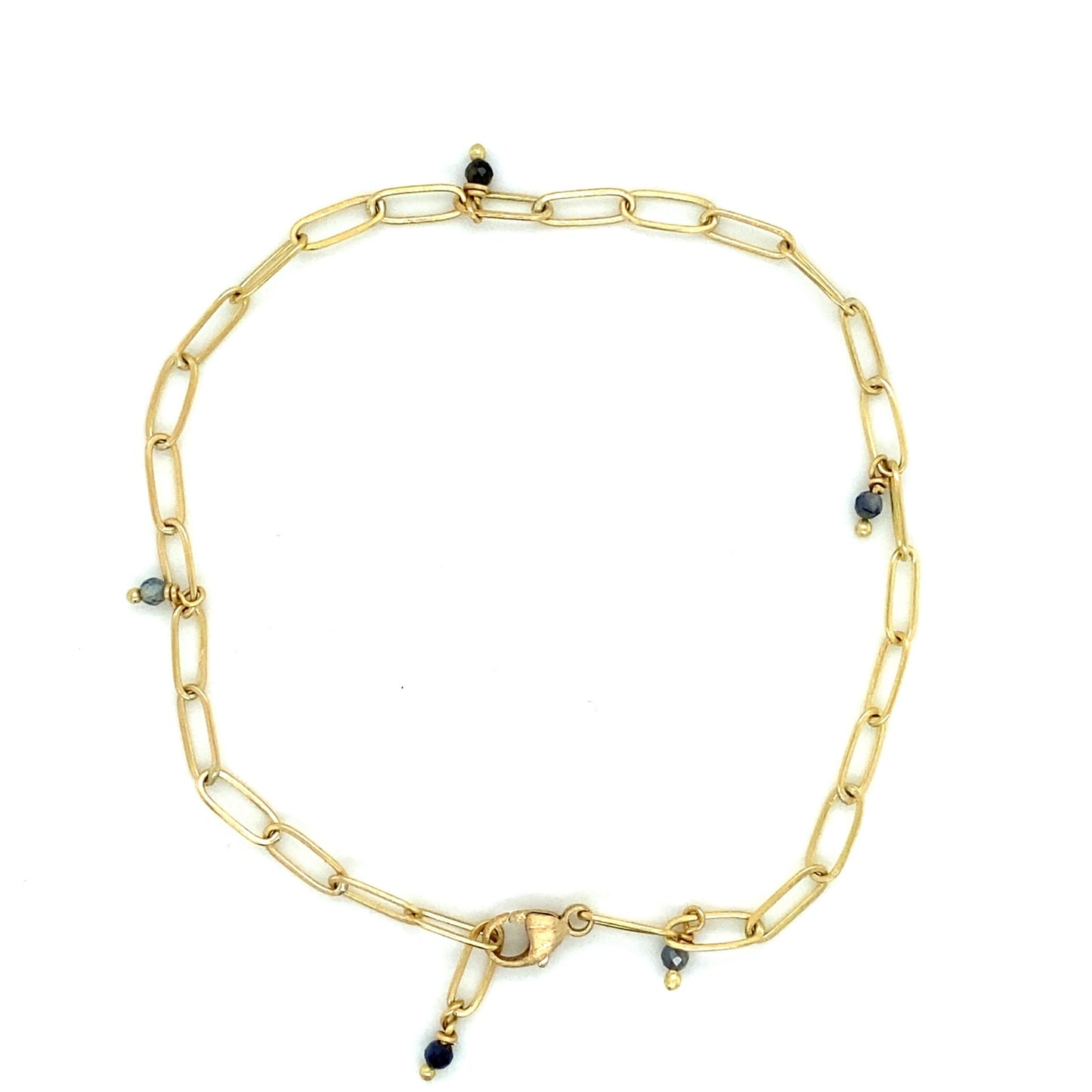 18K Gold Mini Popsicle Bracelet with Blue Sapphire Beads