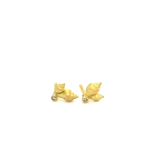 18k Yellow Gold Earrings with White Diamonds