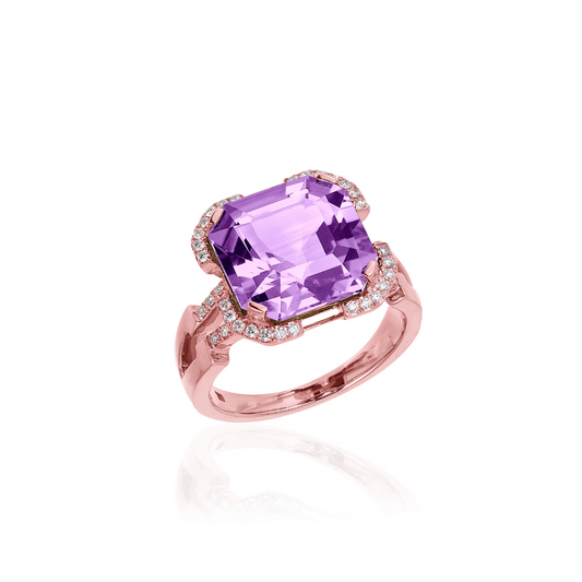'Gossip' Lavender Amethyst 12 x12mm Emerald Cut Ring