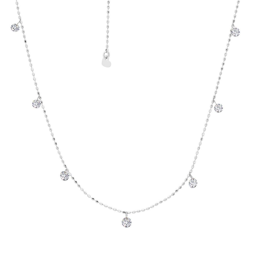 Tiny Floating Diamond Necklace in White
