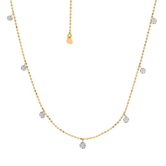 Tiny Floating Diamond Necklace in Yellow