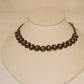 Rose cut and pave diamond choker with oxidized silver chain  Ajustable  Sourced from India