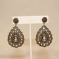 Rose cut and pave diamond large tear drop earrings with scallop effect  Sourced from India