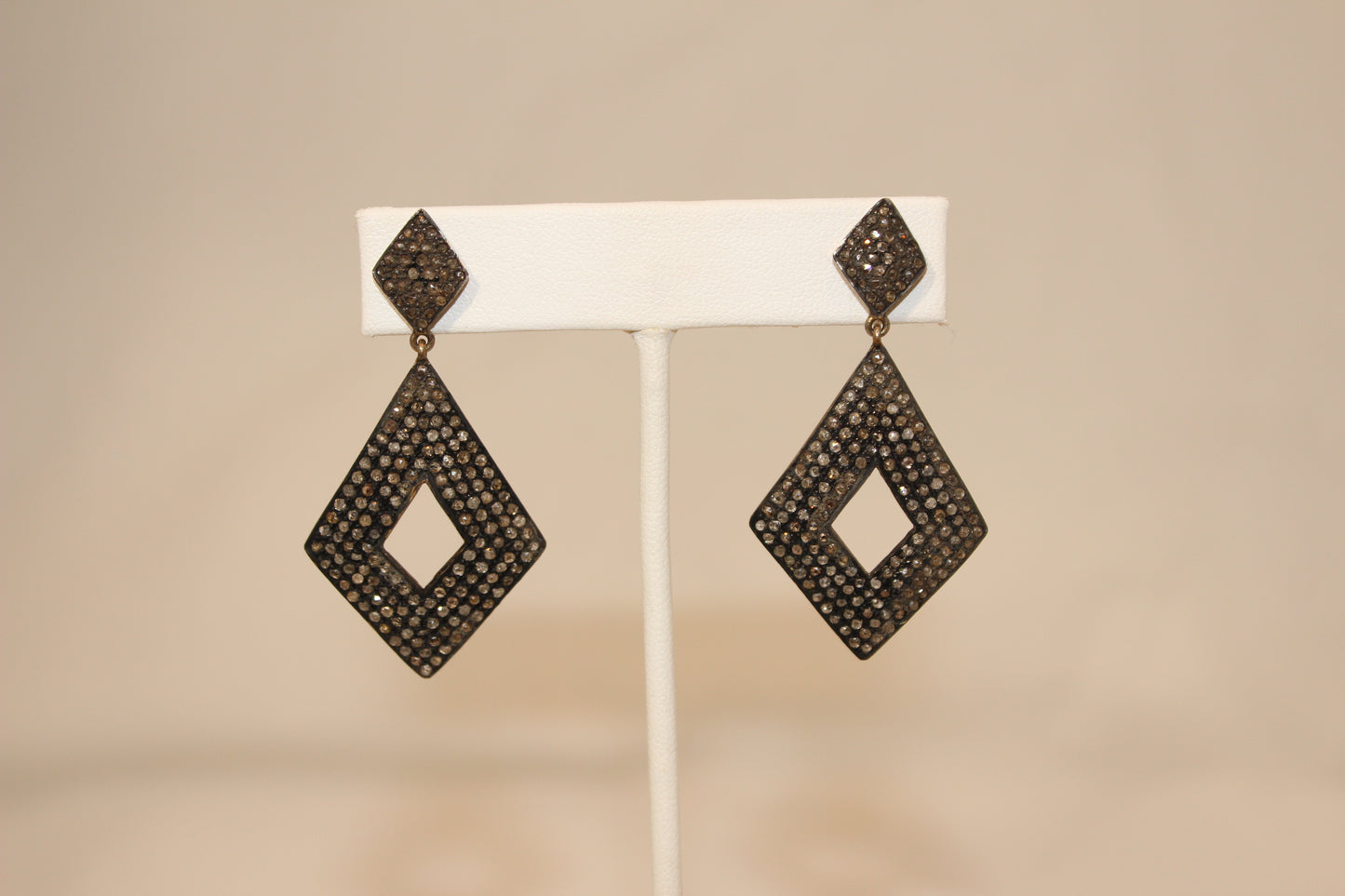 Pave diamond open diamond shape drop earrings Sourced from India