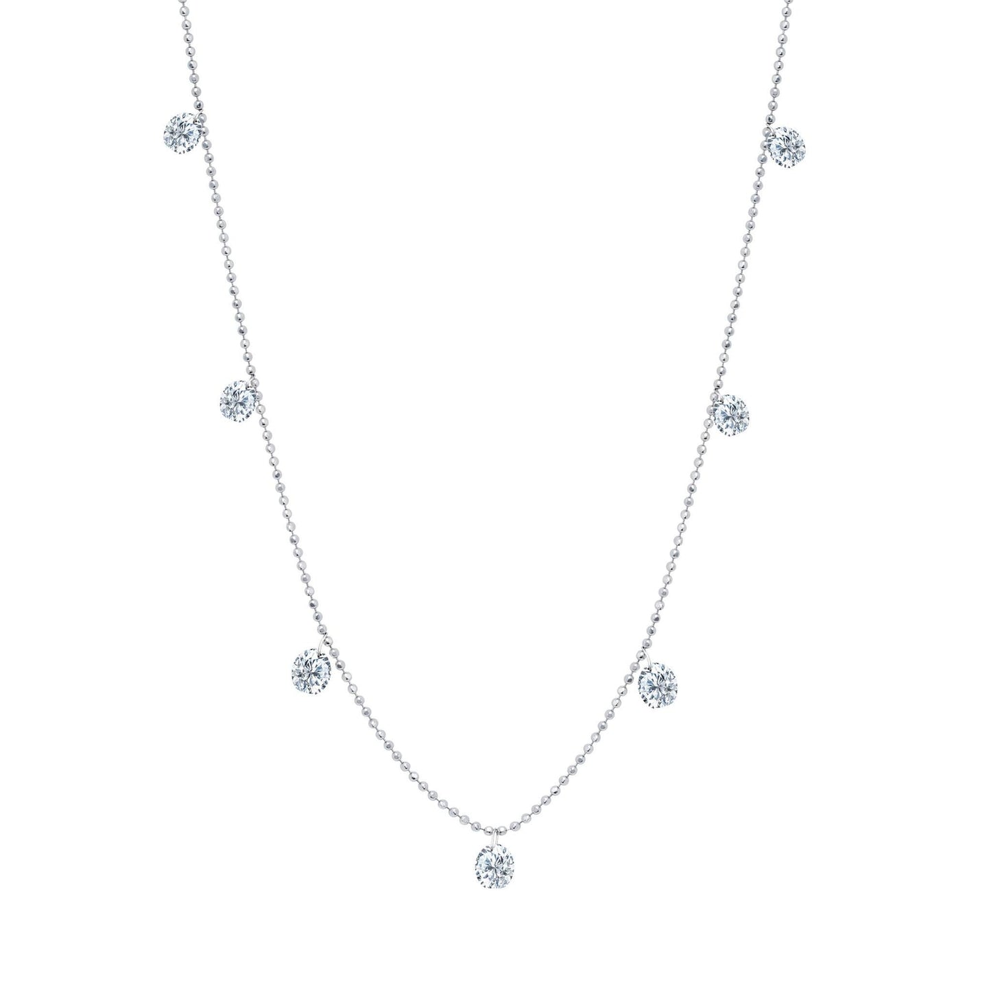 Small Floating Diamond Necklace in White