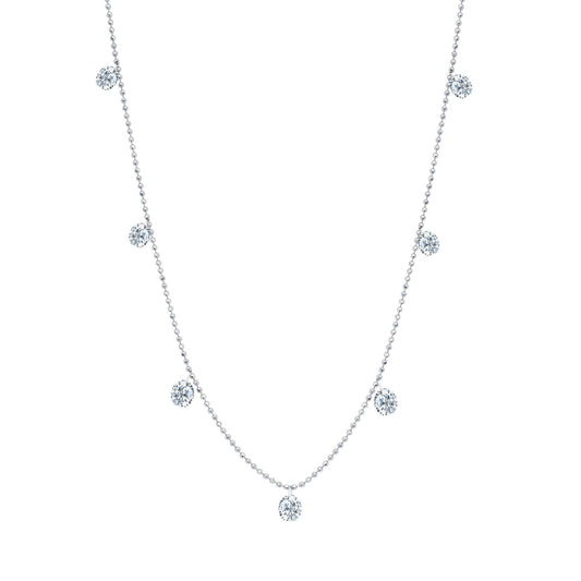 Small Floating Diamond Necklace in White