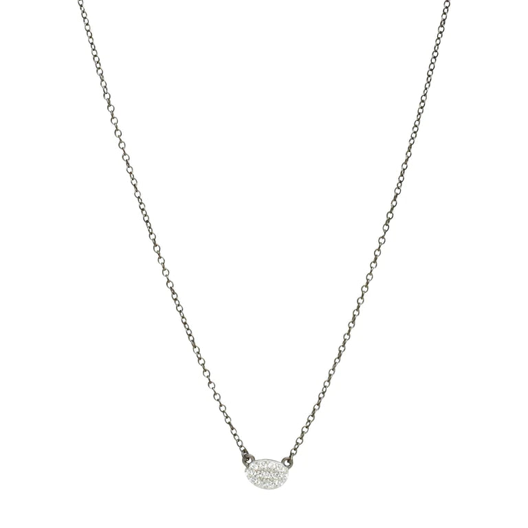Pavé Oval Disc Pendant Necklace