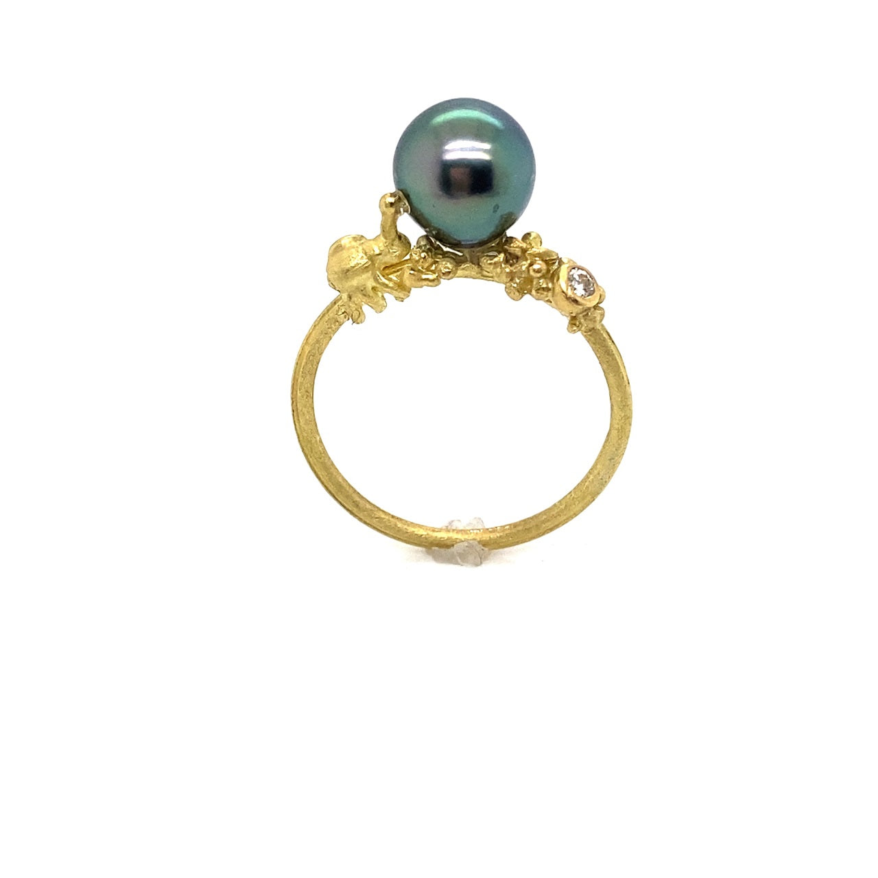 Ring, 18K gold, Tahiti pearl, 0.03ct tw vvs diamonds