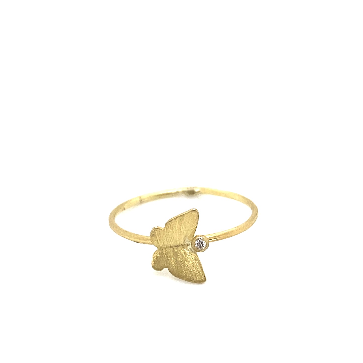 18K Gold White Diamond Butterfly Ring