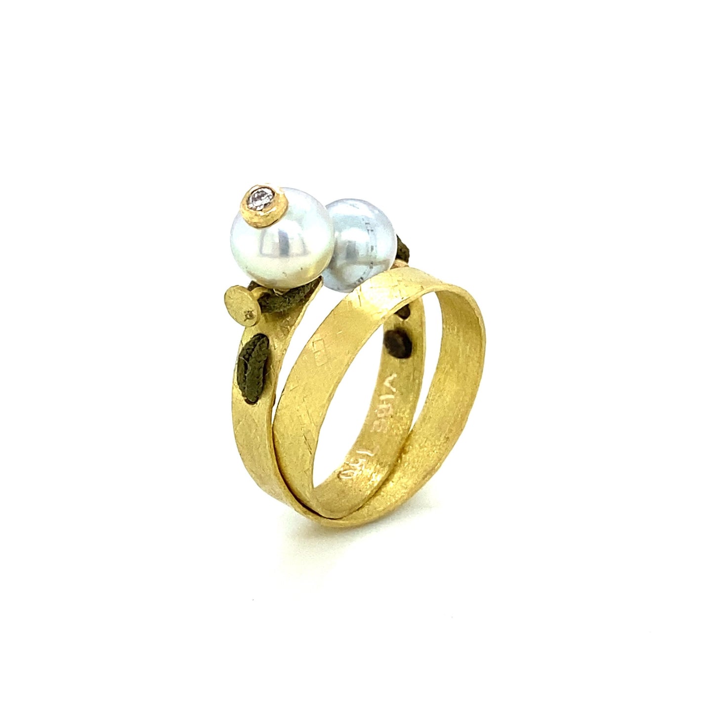 18K Gold Akoya Pearl Wrap Ring