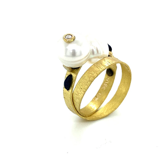 18K Gold South Sea Pearl Wrap Ring