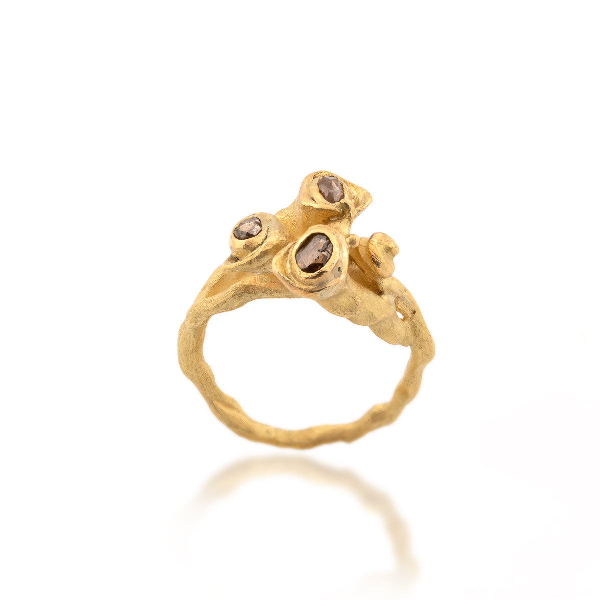 18K Gold Sculpted Diamond Ring