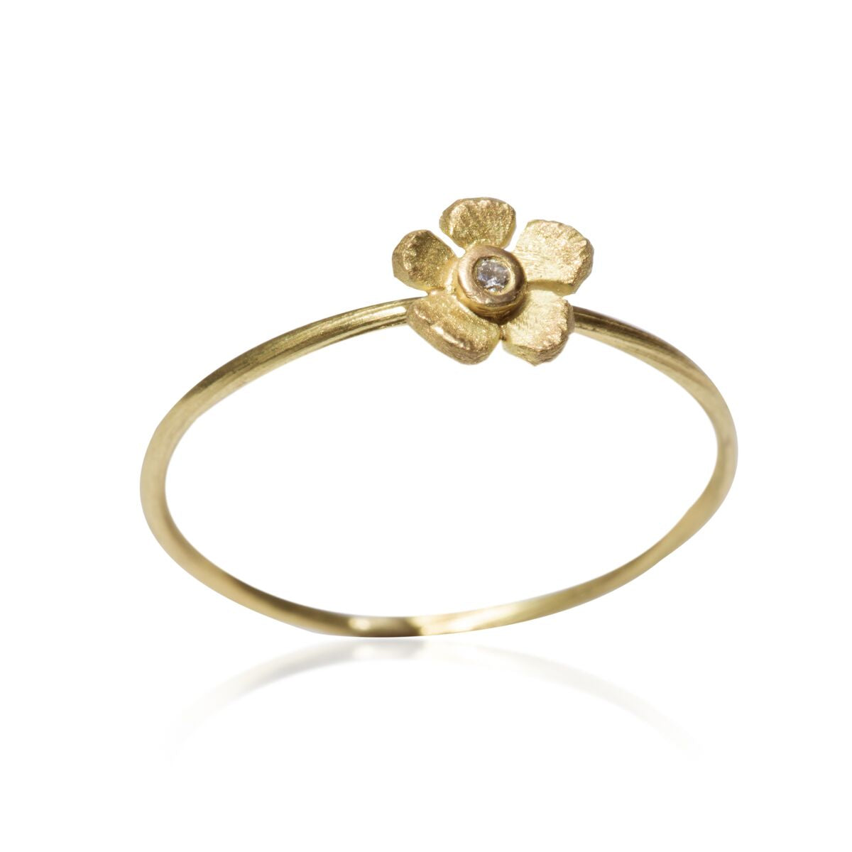 18K Gold White Diamond Flower Ring